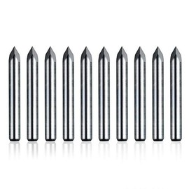 10pcs CNC Router V Bits 60 Degrees 0.1mm Tip, 1/8" Shank 3 Edge Pyramid Engraving End Mill for 3D Milling Cutter PCB Wood PVC Carbon Fiber