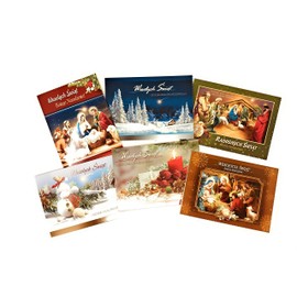Traditional Polish Christmas Greeting Cards with Glitter, Set of 6 (6.5 x 4.7, Christmas & Religious theme)