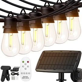 KYY 54(48+6) FT Solar String Lights Outdoor with USB Port Remote, Waterproof and Shatterproof Patio Lights with Solar Powered Panel, LED Vintage Edison Bulbs, Heavy-Duty and UL Listed Market Lights