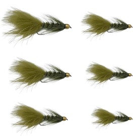 Feeder Creek Flies for Fly Fishing Conehead Woolly Bugger Trout Flies | Bass Flies | Fly Fishing Flies Set |12pc Fly Fishing Streamers (Olive, 2)