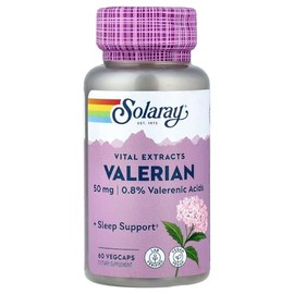 SOLARAY Extracto de raíz de valeriana 50 mg | Apoyo de relajación para un ciclo de sueño saludable | 0.8% de ácidos valerénicos | 60 CT
