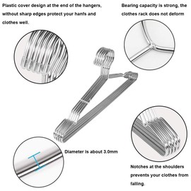 Qualsen Clothes Hangers 20 Pack Stainless Steel Strong Metal Wire Hangers Suit Hangers for Home Hotel and Clothes Store 16.5 Inch/42 cm