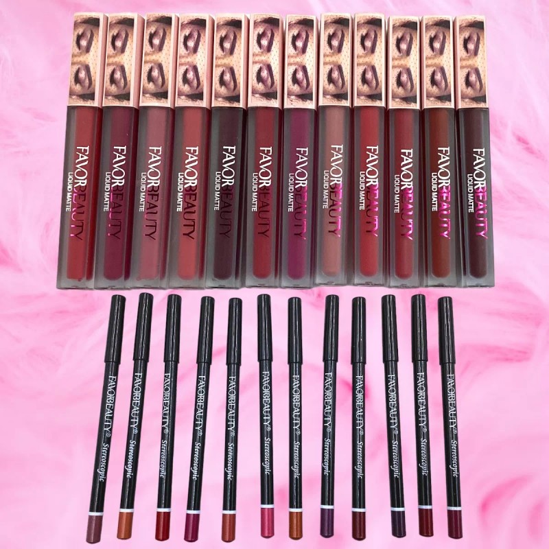 Favorbeauty Labial Con Lápiz, Indeleble Mate Larga Duración 1pz