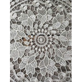 Yulakes Set of 3 White Lace Round Embroidery Table Place Mats, Handmade Lace Doilies Cotton Placemat Flower Mat, Lace Doilies Crochet Doilies Tablecloth 20 cm/25 cm/30 cm