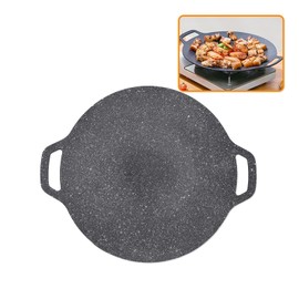 Korean BBQ Grill Pan, Aluminum Non Stick Korean Grill Pan, High Heat Conductivity Griddle Pan for Barbecue, Camping and Other Outdoor Activities (33cm)