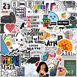 50 Packs Math Stickers Water Bottles Laptop Phone Computer Guitar Skateboard Hydroflasks Science Vinyl Sticker Waterproof Aesthetic Trendy Decals for Kids Teens Girls Adults