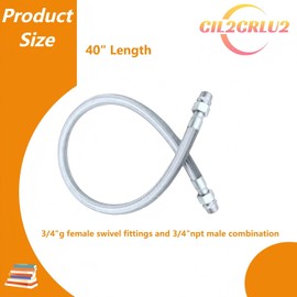 Industrial-Grade Stainless Steel 3/4" Compressor Jumper Hose,40" Length - 3/4" NPT Rotating Fittings, 750°F & 450 PSI