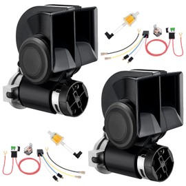 2 Pack Train Horn for Car 12V 150db Loud Truck Horn Car Horn with Relay Harness for Vehicles Motorcycle Boat Ship(Black)