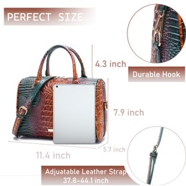 Makcr Joacbv Top-Handle Crocodile Purses For Women Crossbody Leather Bags Trendy Large Capacity Tote with Shoulder Strap, 1-peacock Blue1