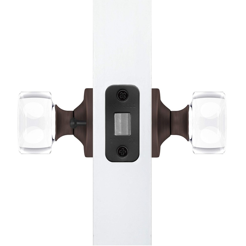 Privacy Round Crystal Door Knobs Venetian Bronze Round Rosette