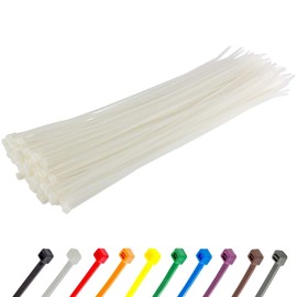 GTSE 14 Inch White/Clear Zip Ties, 100 Pack, 40lb Strength, UV Resistant Long Nylon Long Cable Ties, Self-Locking 14" Tie Wraps