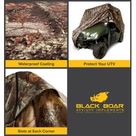 Black Boar UTV Cover - Features Waterproof Polyurethane Coating for Protection Against The Weather - Reinforced Grommets & Side Vents - Includes Storage Bag - Jungle Camo (66023)