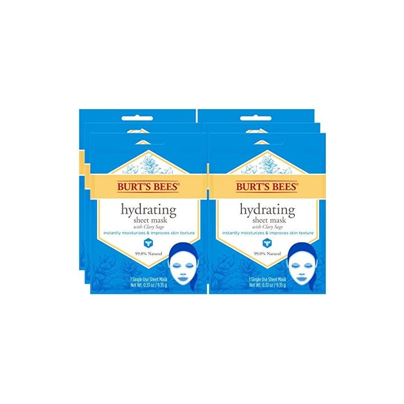 Burt's Bees Hydrating Face Mask, Single Use Sheet Mask, 6