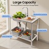 Stainless Steel Outdoor Sink with Hose Hook Up, Freestanding Single