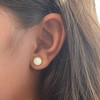 White Opal Stud Earrings 8mm Gold Filled Dainty Earrings