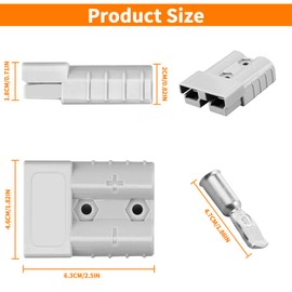 120A-600V Battery Quick Connect/Disconnect with 2/4/6 AWG, 6PCS Jumper Cable Plug Connector, Compatible with Anderson Connector for Rescue Winch, Motor Recovery, Winch Trailer, Traction System(Gray)