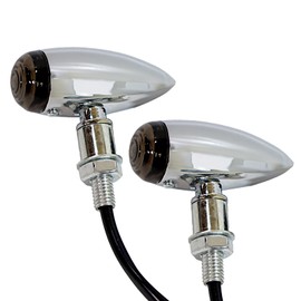 Nishihaya Motorcycle Turn Signals Universal Custom Retro Turn Signal Metal Bullet 12V American Shadow Drag Star Magna Silver Set of 2