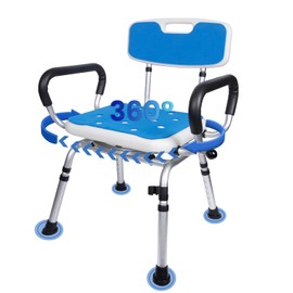 Swivel Shower Chair 500 lbs Heavy Duty Shower Chair for Elderly and Disabled - Height Adjustable Inside Shower Chair with Arms & Back - 360° Rotating Shower Bench Seat for Bathtubs