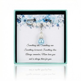 NIIIYTYB Bridal Bouquet Charm for Bride Something Blue Charms from Mother and Dad to Daughter on Her Wedding Day Ideas of My Love from Parents Sentimental for the Bride on the Special Day