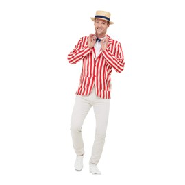 Smiffys 20s Barber Shop Costume, Red & Cream with Jacket, Hat & Bow Tie, 1920's Razzle Fancy Dress, 1920s Dress Up Costumes