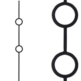 Affordable Stair Parts - Contemporary Two Ring Stair Iron Balusters (Contractor Pack of 5) Double Ring Circle Metal Spindles 1/2" x 44" Tall - Real Satin Black NOT Matte or Flat Color