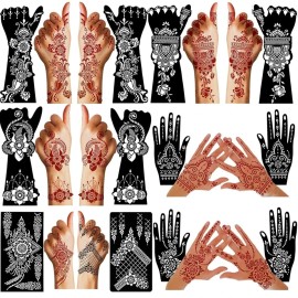 Unbranded 12Sheets Large Henna Stencils Tattoo,Self Adhesive Tattoo Template,Women Girls..