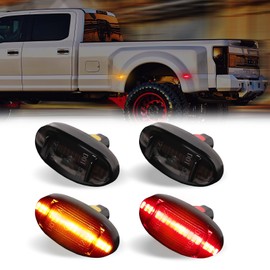 DERMOKA LED Dually Bed Fender Side Marker Lights For 2011-2022 Ford F250 F350 F450 F550 Super Duty Trucks Smoked Len (Amber Red)