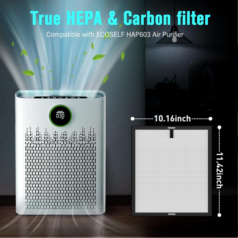 Replacement Filter Compatible with ECOSELF HAP603 Air Puri-Fier, 2-in-1 H13