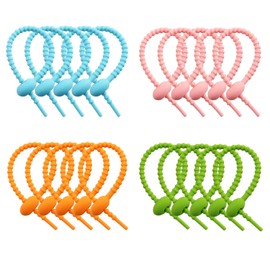 Tegg Twist Tie 20PCS Colorful Reusable Silicone Cable Tie Straps Zip Ties Adjustable Bag Clip Bread Tie Bag Sealing Clips