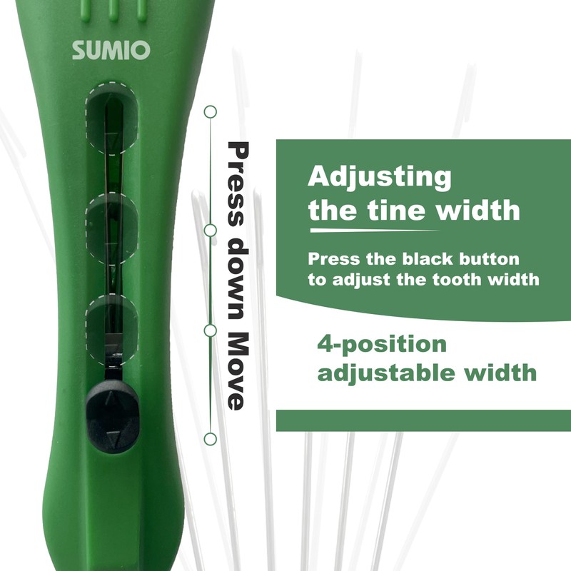 SUMIO Adjustable Hand Rake – 6-Tine Wire Broom, 4-Position Rake