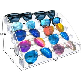 MineSign Sunglasses Organizer Clear Eyeglasses Display Case Sticker Display Tray Box For Glasses Tabletop Holder Stand (5 layer)