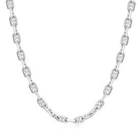 FANCIME 925 Sterling Silver Barred Square Link Chain Necklace for Women Men Dainty Fine Jewelry, Tarnish-Resistant Gift for Her & Him 3.5 mm Width, 20 Inch