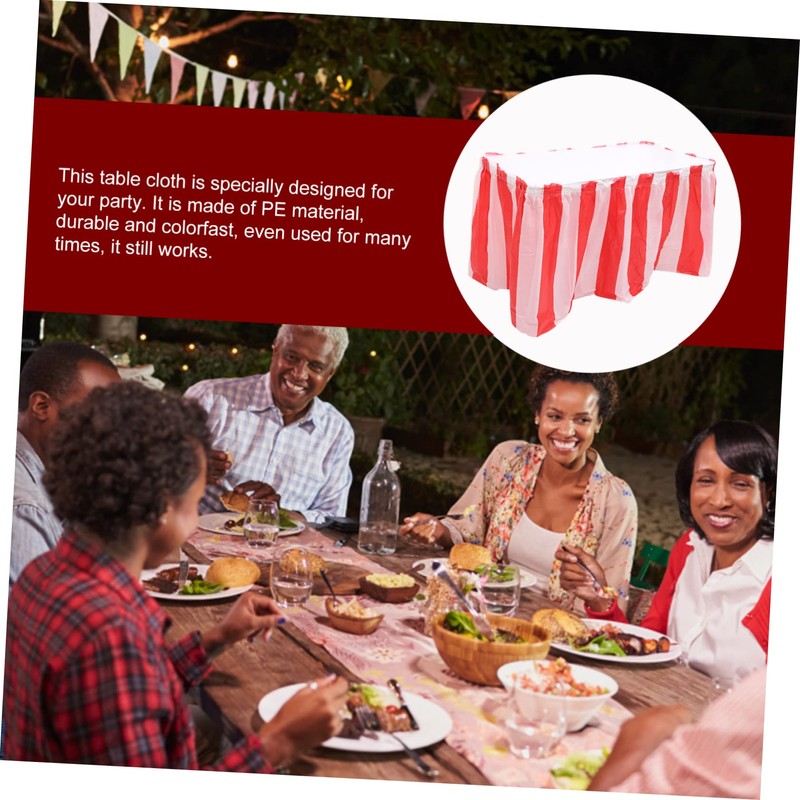Mikinona Striped Tablecloth Red White Party Table Cover Decorative for