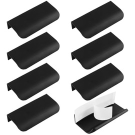MOROBOR 8 Pack Finger Edge Pull, Self-Stick Instant Cabinet Drawer Pulls Concealed Drawer Pulls Modern Style Drawer Handle for Cabinet Hardware Drawer Wardrobe, 80mm/Black