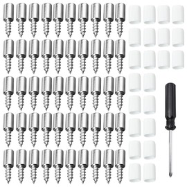 Pack of 50 Self-Tapping Shelf Supports 7 mm Floor Support with Rubber Protection Cover Shelf Holder Metal for Furniture Cabinet Wardrobe Shelves Furniture Bookshelf
