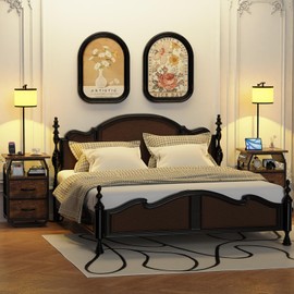 runjuly Floor Lamp with Table, End Tables with Lamps Attached 3-Color Temperature Bulb, Side Table with Lamp with 2 Drawers & Charging, Lamps Tables Combo for Bedroom, Dorm, Apartment - Rustic Brown