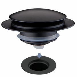 Matte Black Tub Drain Stopper, Hidrop Pop Up Universal Tub Dain Tip Toe Bathtub Drain Stopper, Fit 1.375 to 1.5 Inches, Replaces Lift and Turn, Tip-Toe and Trip Lever Drains for Tub, EZ Installation