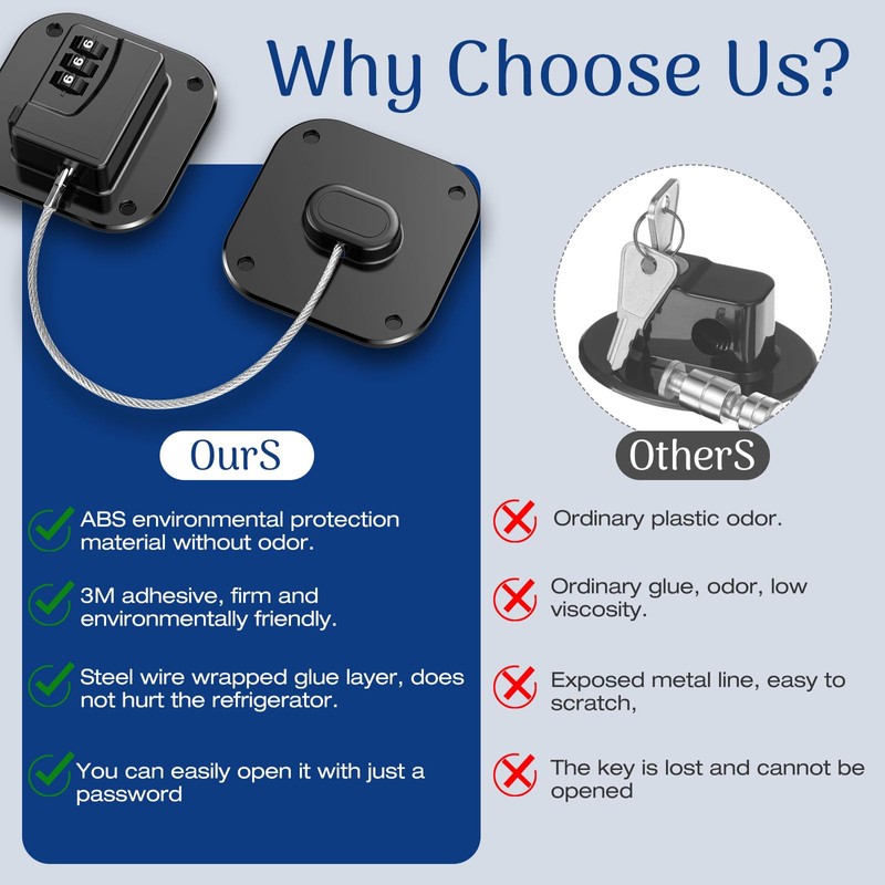 Fridge Refrigerator Lock with Combination, Heavy Duty Lock for Cabinet,