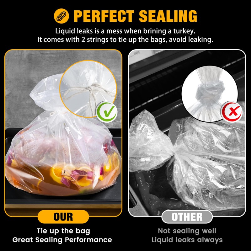 Brining Bag for Turkey Under 18lbs, 2 Pack, 21.6''x19.6'', Double
