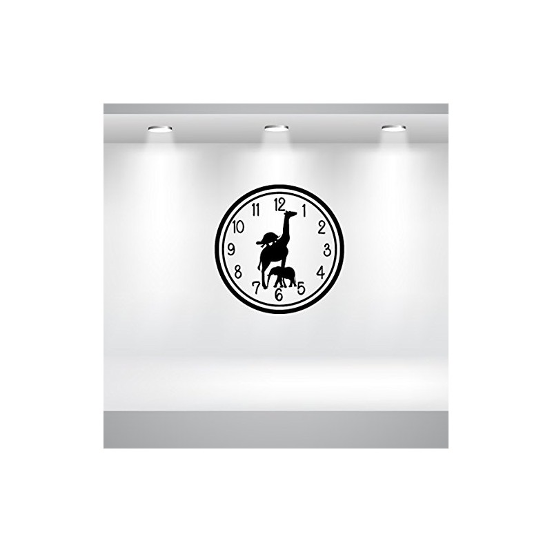 Wall Clock Zoo Wall Decals Stickers, Black, 15"