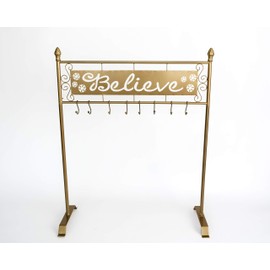TisYourSeason Believe Christmas Stocking Holder Stand in Gold Color