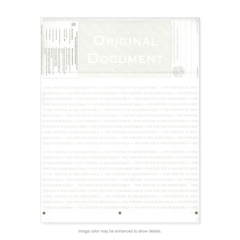 Blank High Security Top Computer Checks, 250 Green Laser Checks