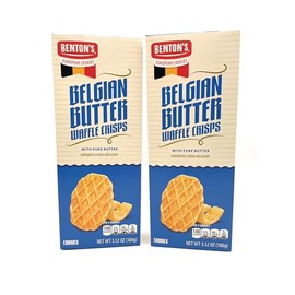 Belgian Butter Waffle Crisps European Cookies, Bentons 3.52oz/100g – Pack of 2