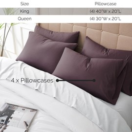Southshore Fine Living, Inc. Pillow Cases Standard Size Set of 4, Fits Full, Twin or Queen Size Pillows, Luxurious, Ultra-Soft Hotel Quality Pillowcases, Brushed Microfiber 20" x 30", Purple