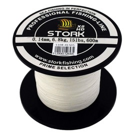 Stork HDx8 8-Way Braided Premium Fishing Line 600 m (White, 50 lbs / 22.7 kg / 0.33 mm)