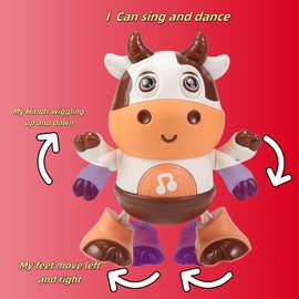 Zhenfala Dancing Cow Toy for Babies - Electric Musical Plush Cow with Fun Songs & Moves, Interactive Baby Toy for Baby, Cute Toddler Gift & Sensory Learning