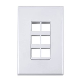 6-Port Keystone Wall Plate, White