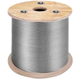 VEVOR Mophorn Stainless Steel Cable Railing 1/8"x 500ft, Wire Rope 316 Marine Grade...
