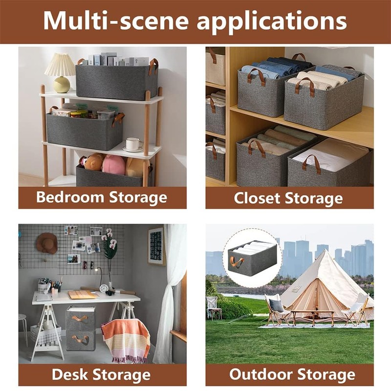 Ruucy 3 Pack Foldable Storage Box, Fabric Boxes with Handles,