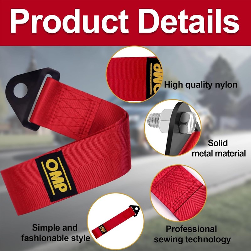 Pack of 2 Car Bumper Tow Loop, High-Strength Nylon Tow